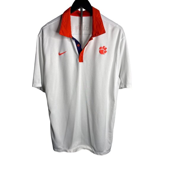 Nike Clemson Tigers Men's Dri-FIT Polo Shirt White/Orange L - Picture 1 of 11